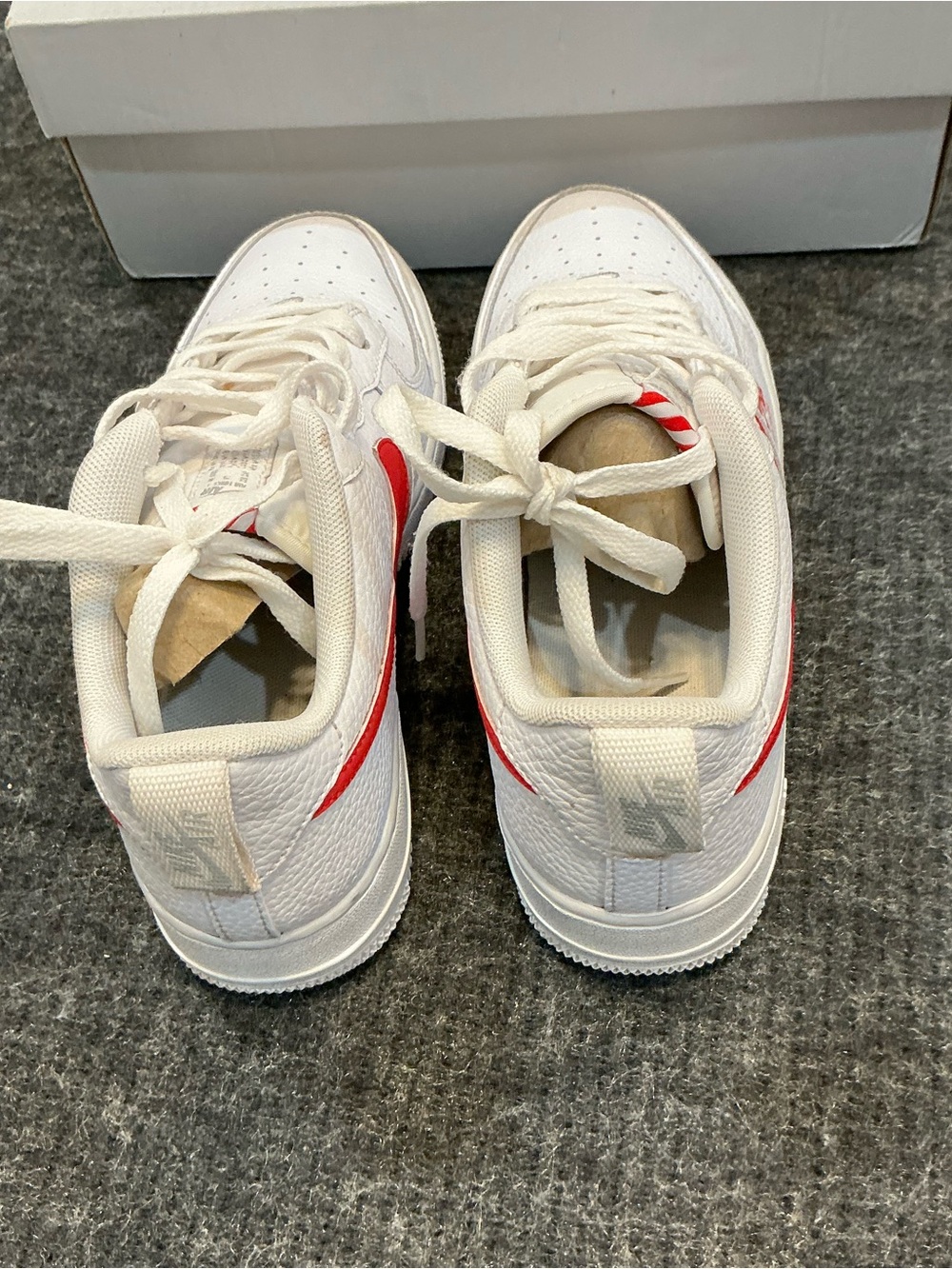 Nike Kids White Sneakers with Bright Red Swoosh - Picture 5 of 6
